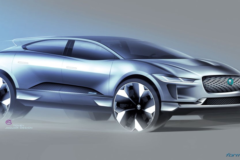 Jaguar I-Pace exterior design rendering by Simon Tovey