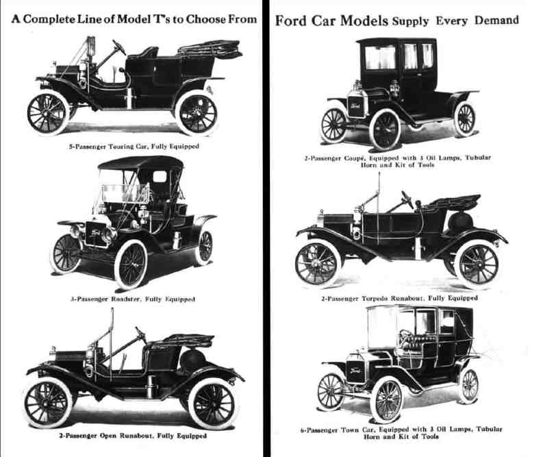 Ford offered many Model T body styles from the 1920s