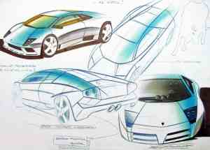 Lamborghini Murcielago design sketch (2002)